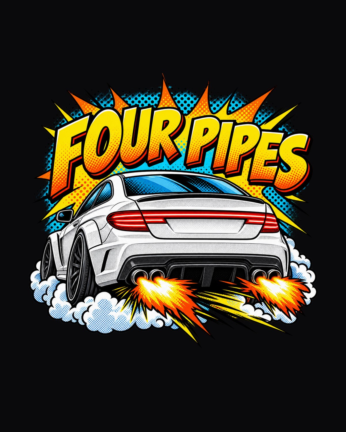 Mercedes C63 Coupe C204 Four Pipes Pop-Art Halftone Tee design only