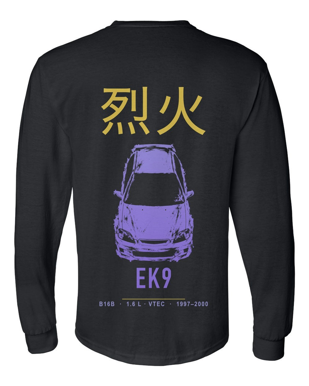 EK9 full-back artwork black long sleeve back view with the design