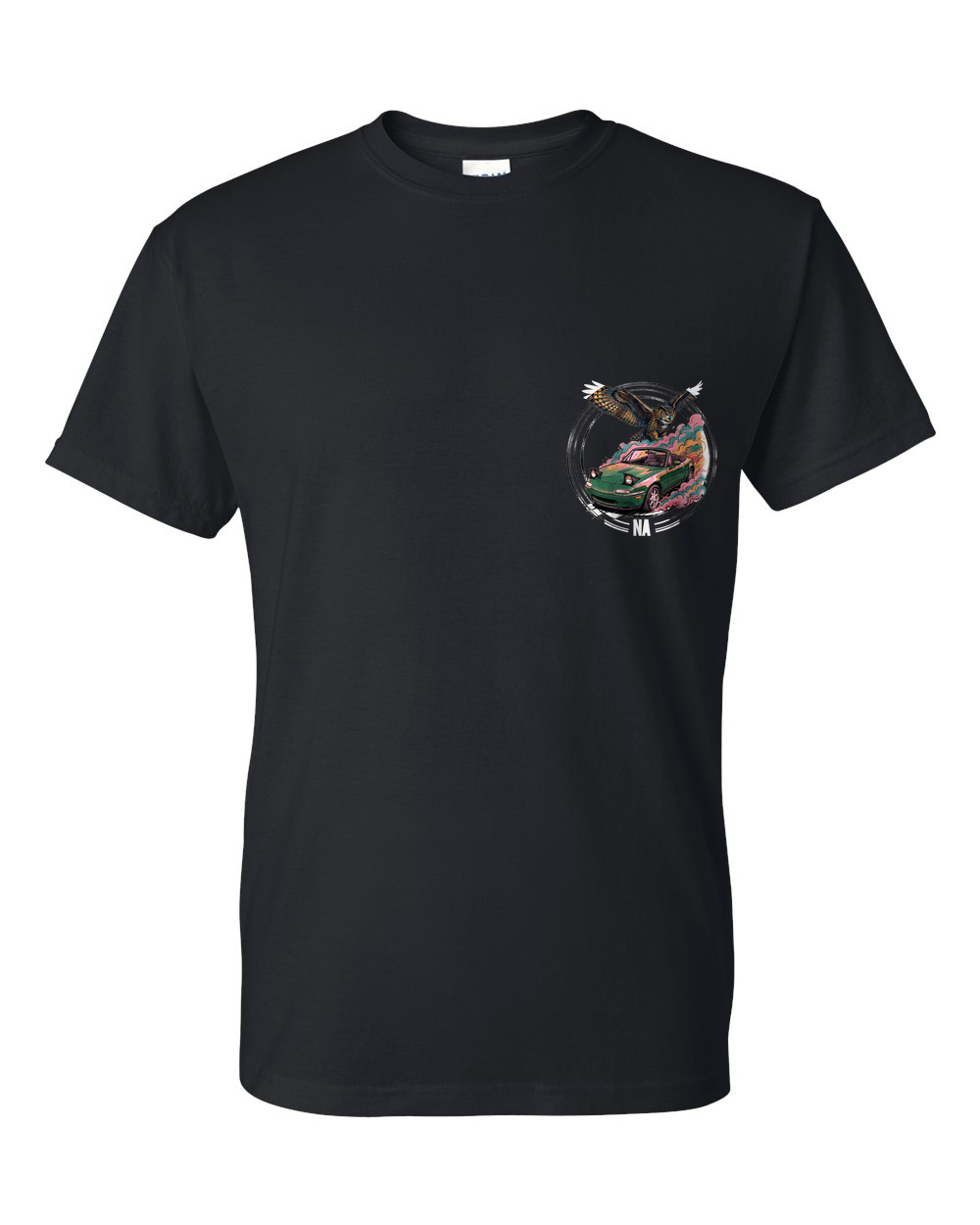 Mazda MX-5 Miata Owl T-Shirt — Black front emblem