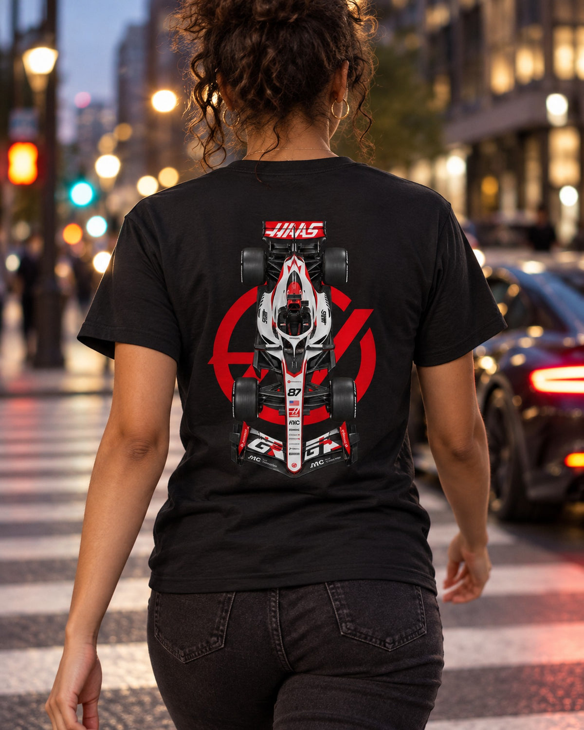 Haas VF-26 2026 F1 Overhead Poster Shirt, Formula 1 Tee, Design 08 T-Shirt Black worn hero