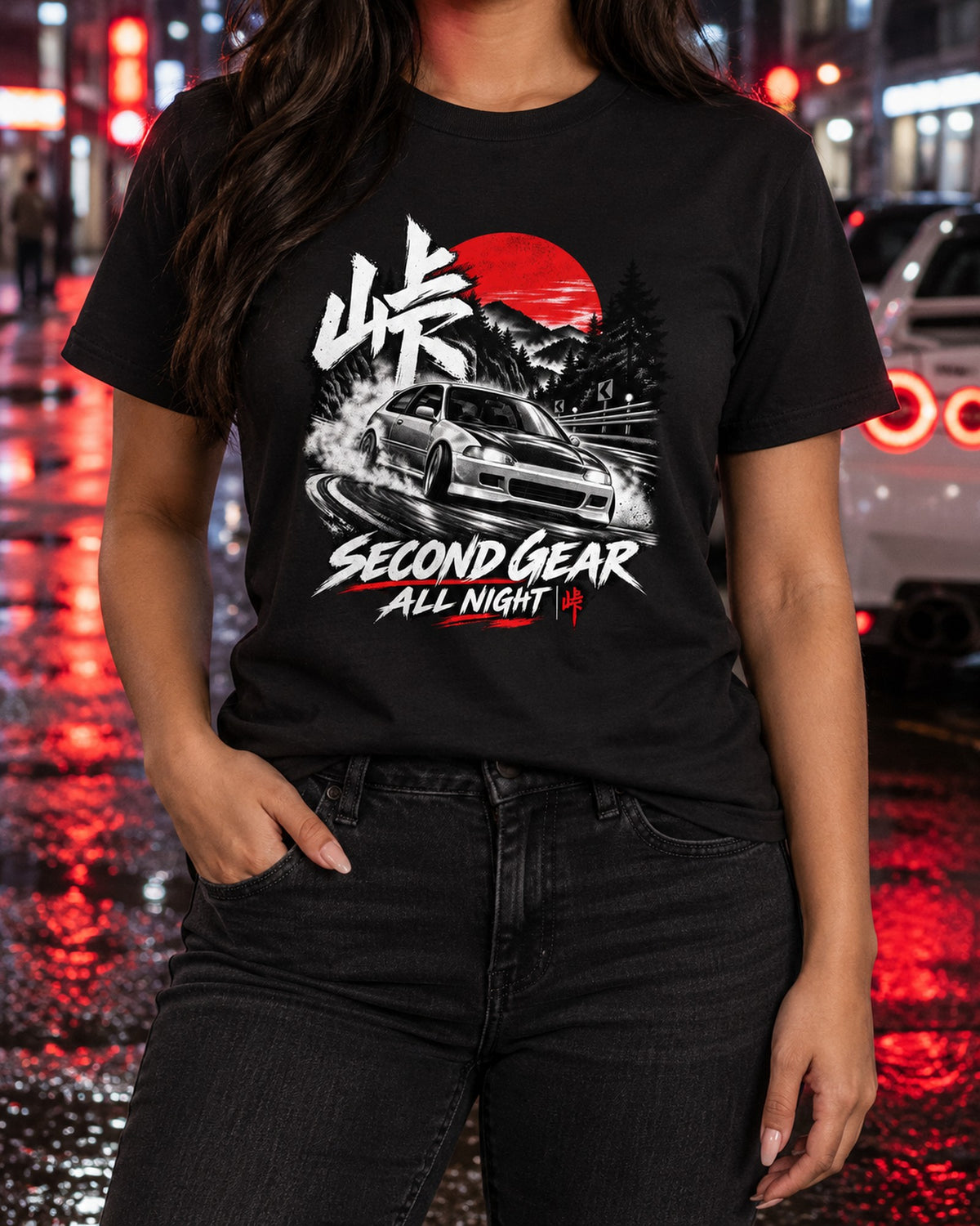 Honda Civic EG6 SiR Second Gear Night Pass Shirt, Touge Tee T-Shirt Black worn hero