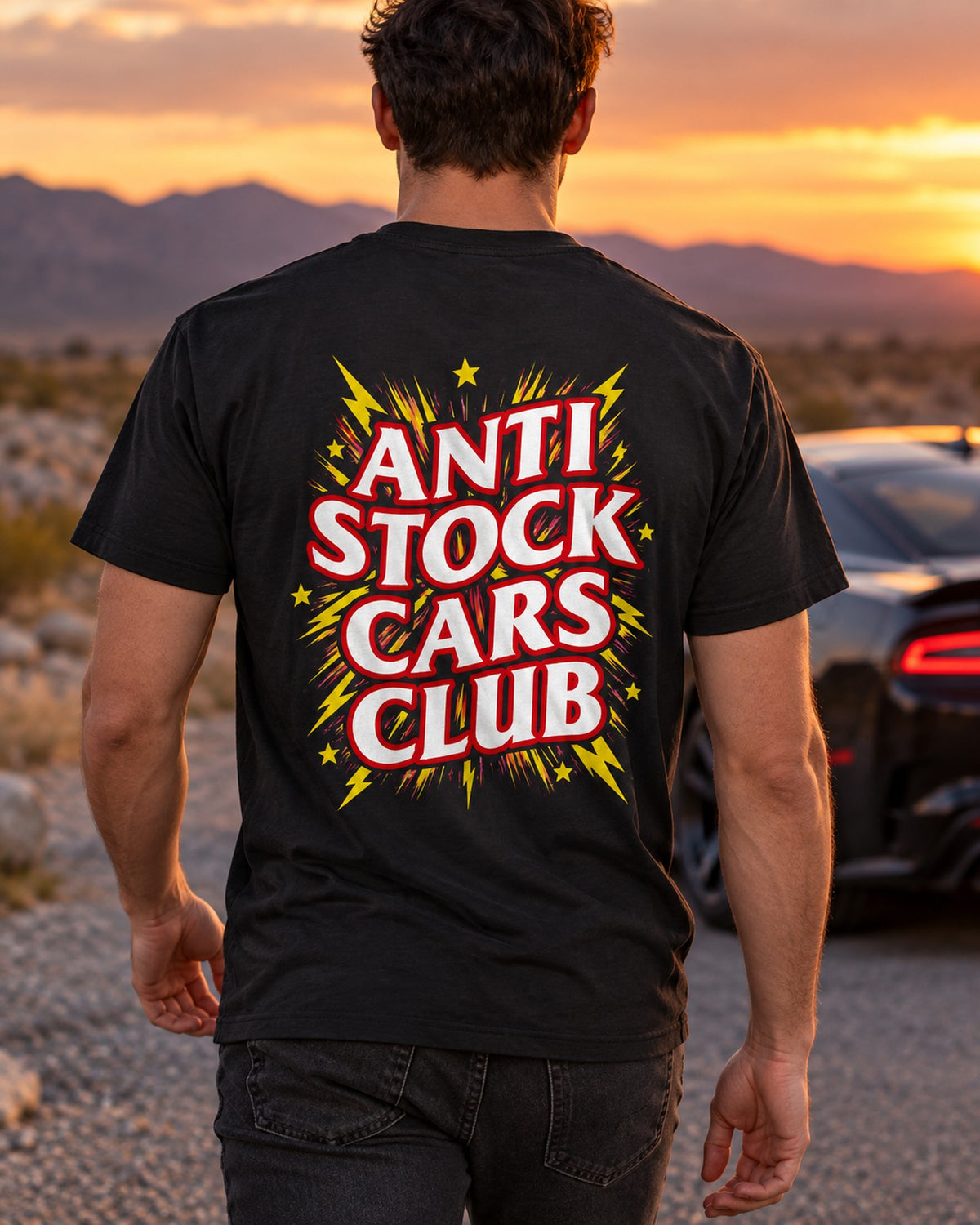 Anti Stock Cars Club Anime Title Card Shirt, Hoodie & More T-Shirt Black worn hero