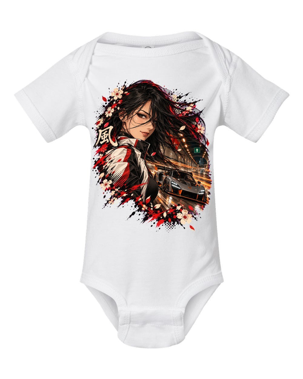 McLaren Senna Anime Girl Baby Onesie White front
