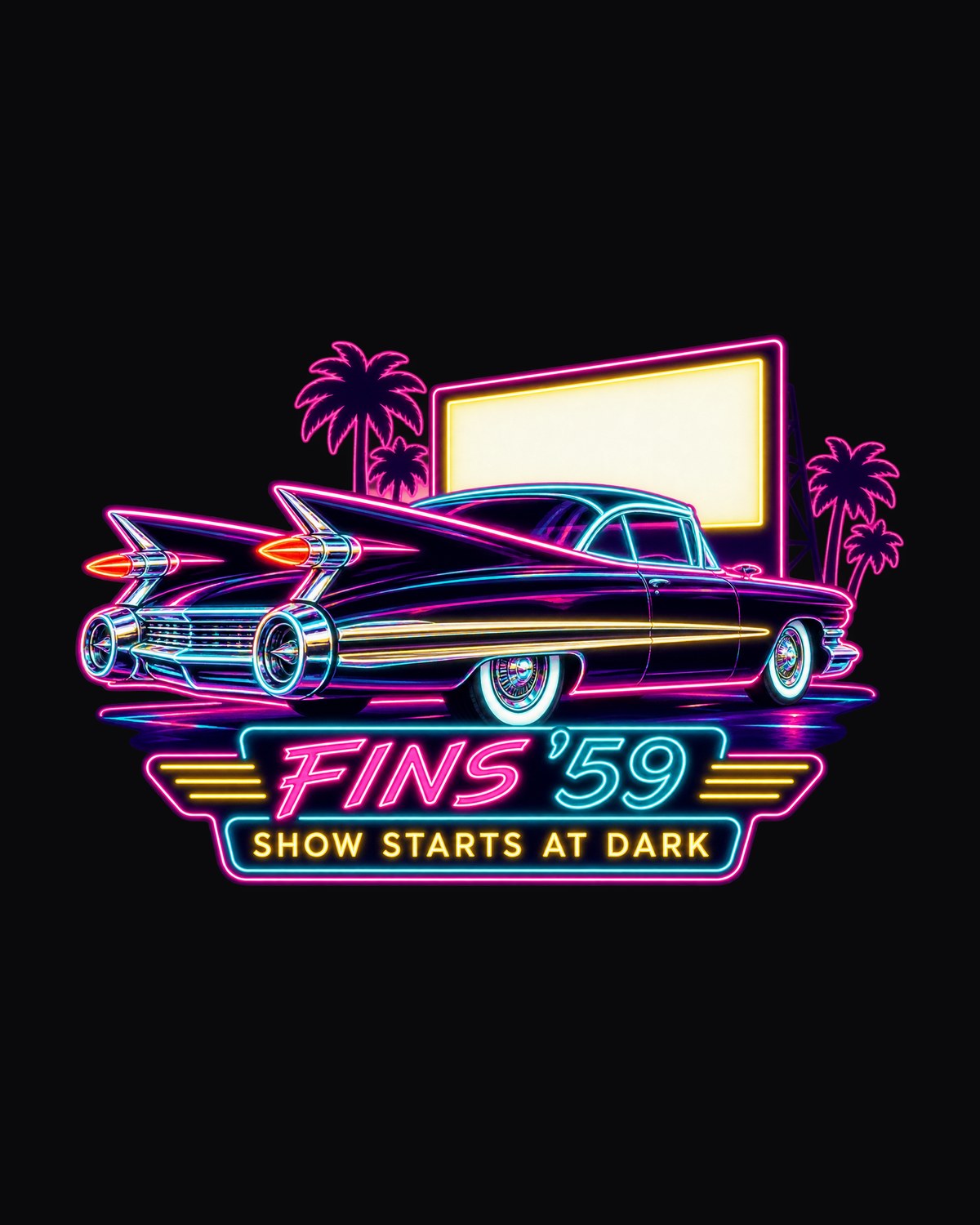 1959 Cadillac Coupe de Ville Drive-In Neon Shirt design only