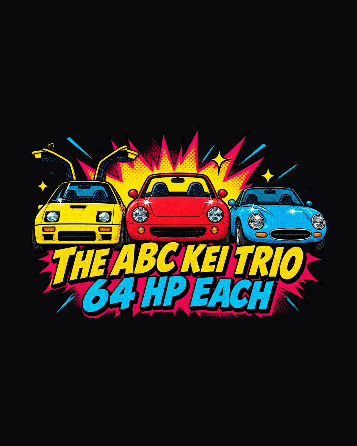 Autozam AZ-1, Honda Beat and Cappuccino Kei Trio Pop Art Shirt design only