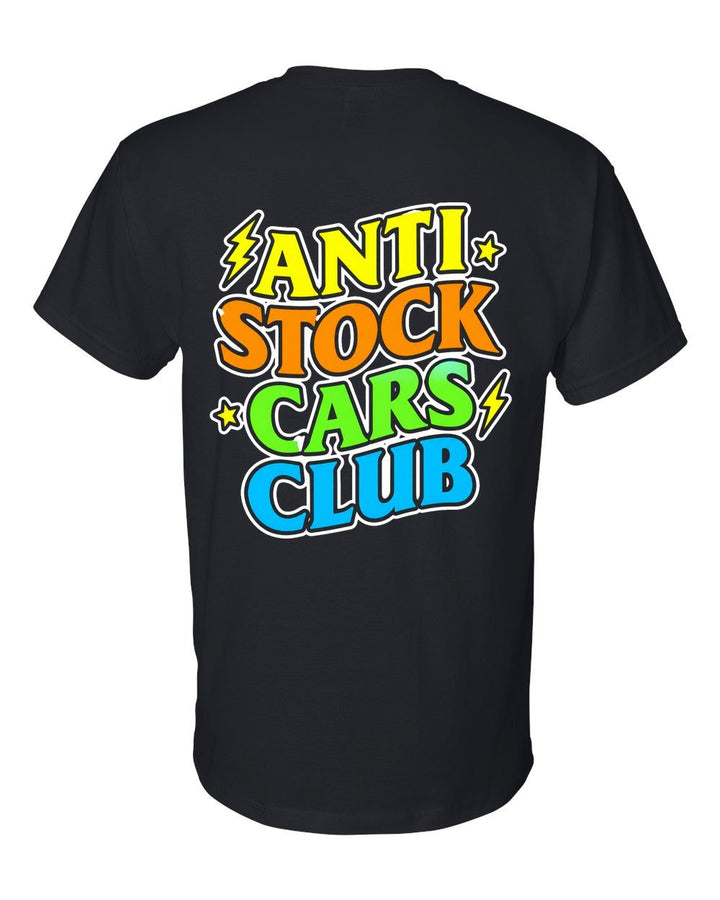 Anti Stock Cars Club Sticker Bomb T-Shirt Black back