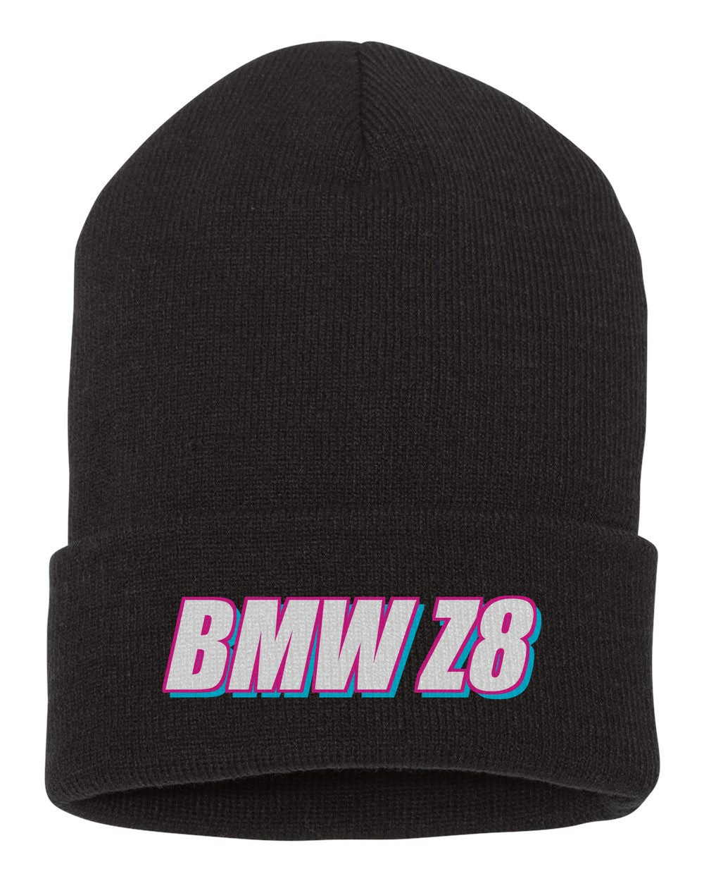 Bmw Z8 black beanie front view with car name