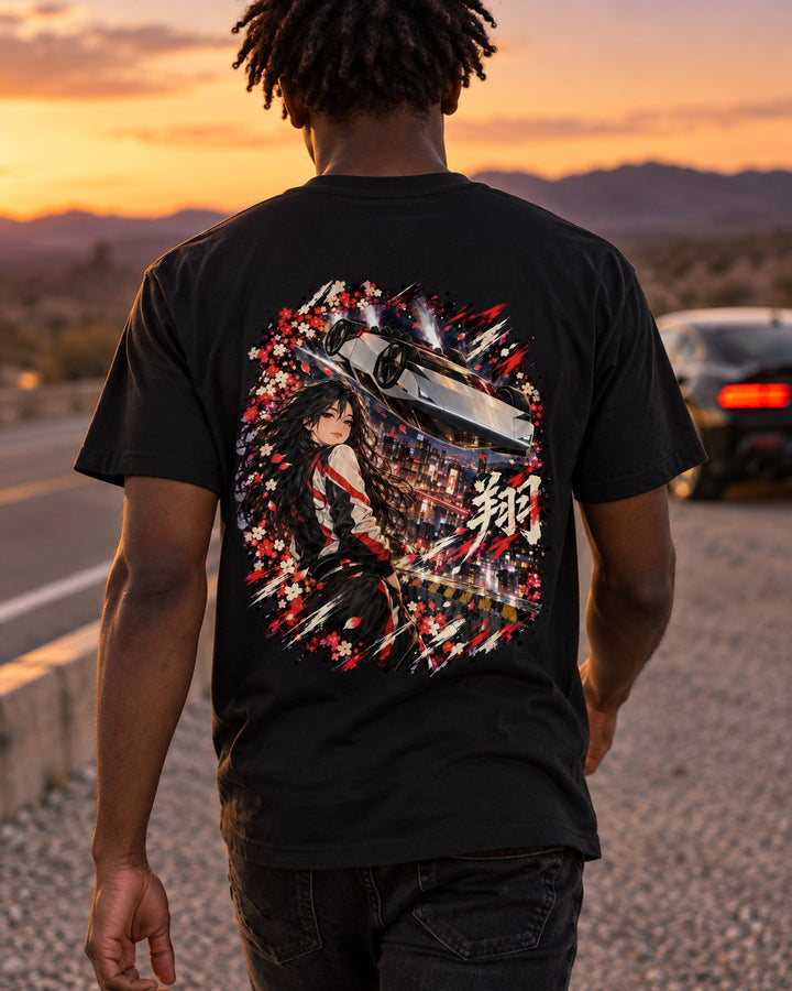 Tesla Roadster 2026 Flip Anime Girl Shirt, Hoodie & More T-Shirt Black worn hero