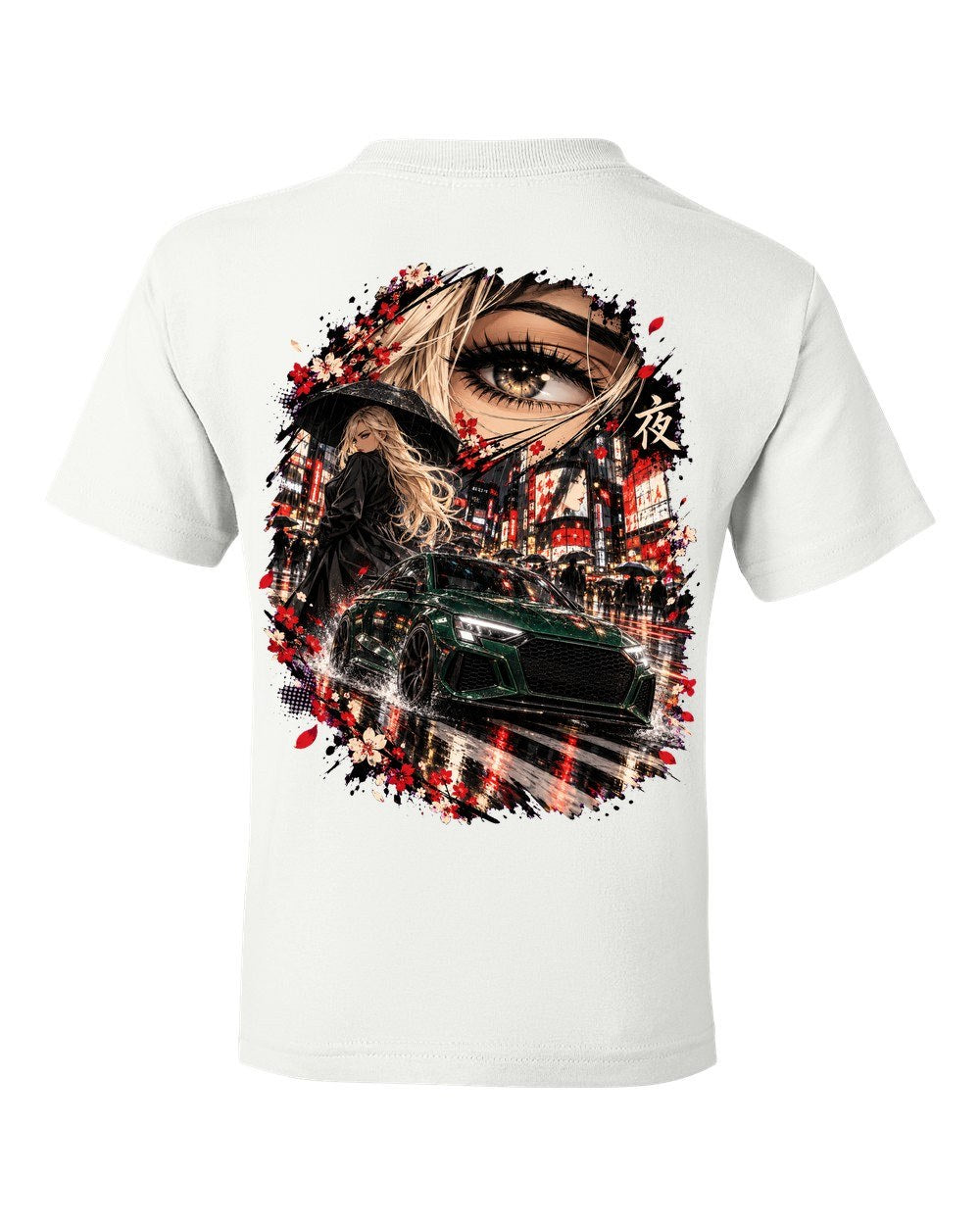 Audi RS3 Anime Girl Kids Tee White back