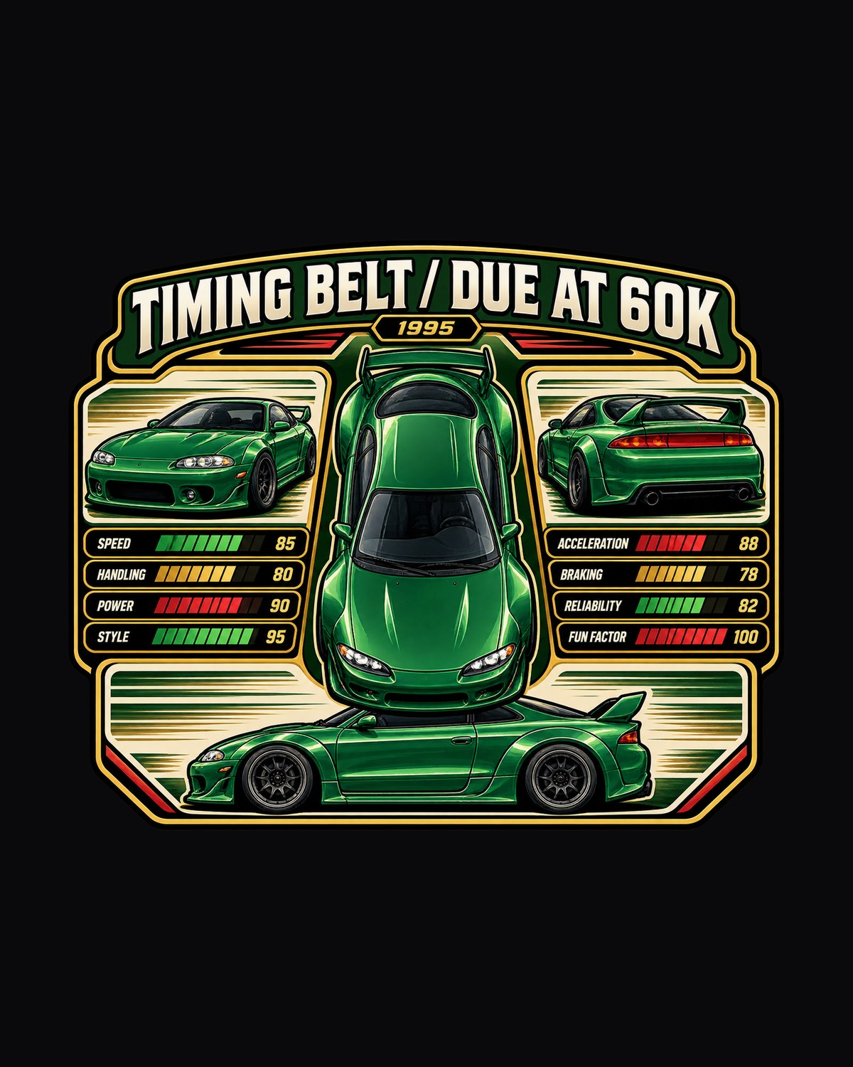 Widebody Trading Card Shirt, Mitsubishi Eclipse GSX 2G Tee design only