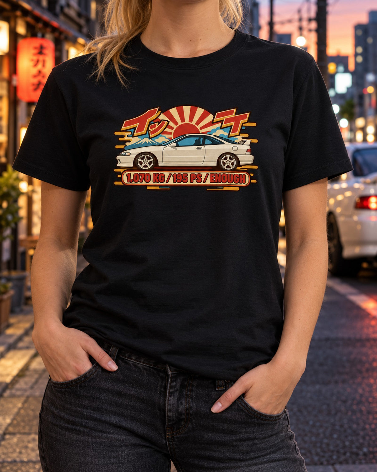 Honda Integra DC2 Showa Catalogue Ad Tee, Teg Car Shirt T-Shirt Black worn hero