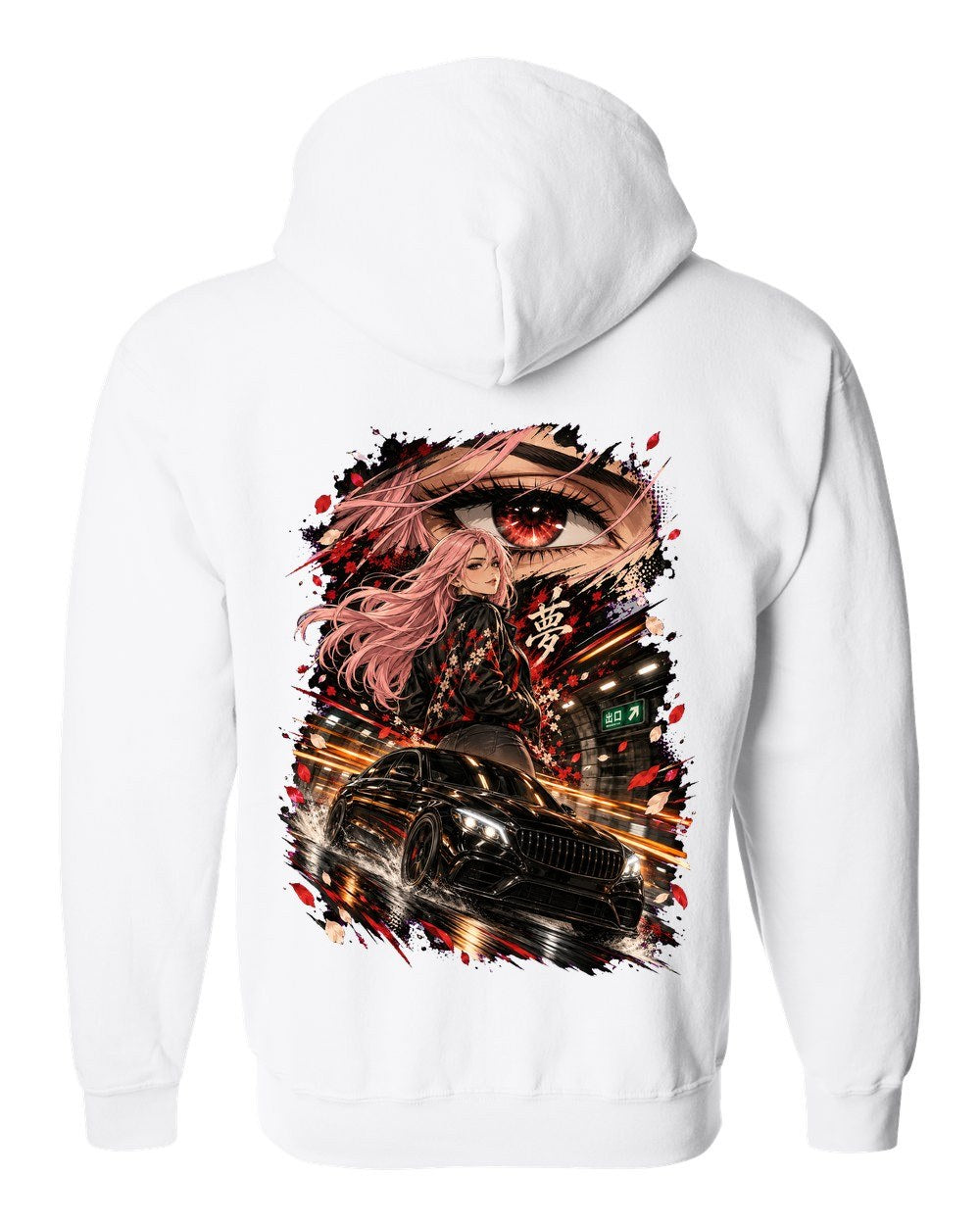 Mercedes-AMG C63 Anime Girl Zip Hoodie White back