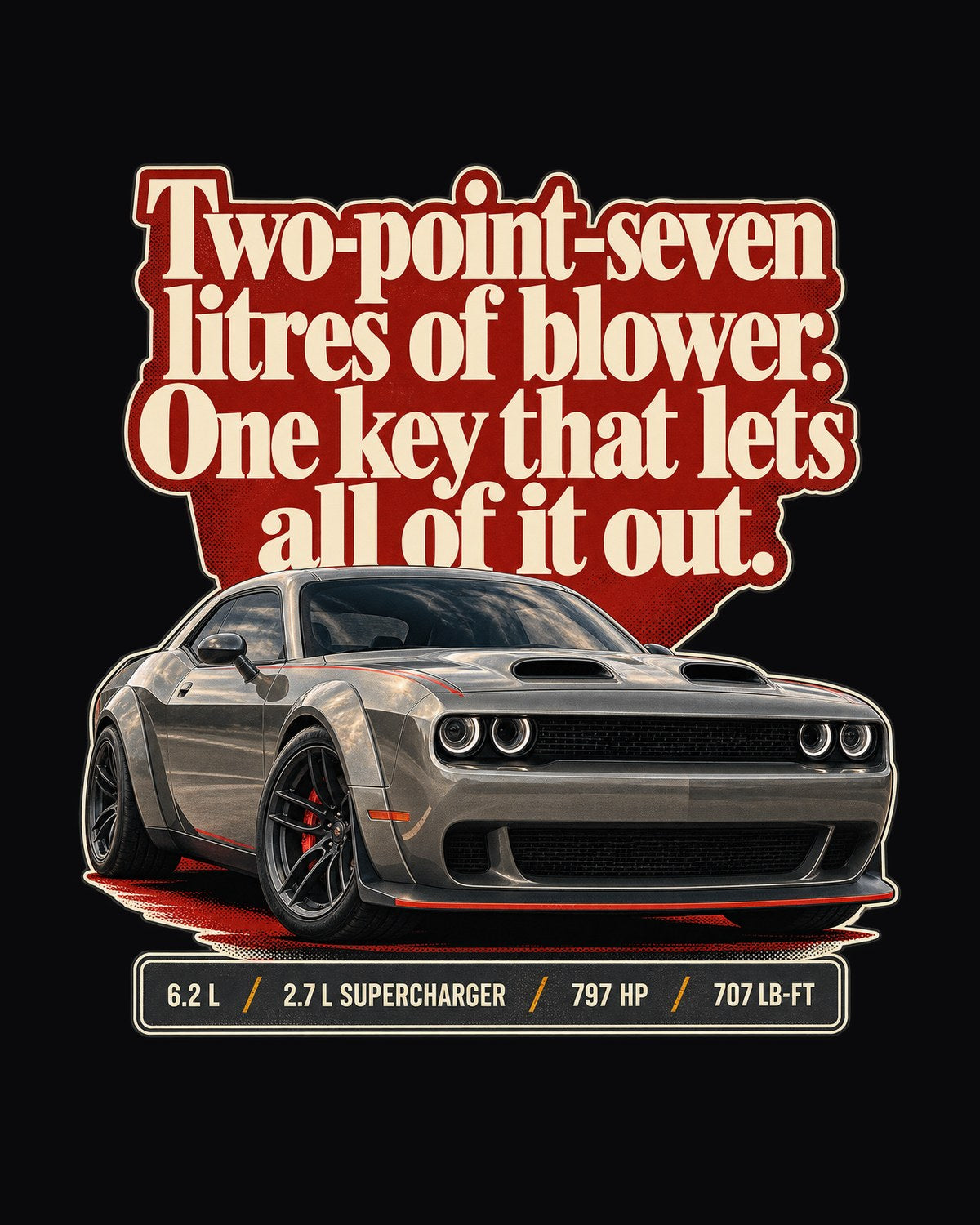 Dodge Challenger Hellcat Redeye Widebody Editorial Tee design only