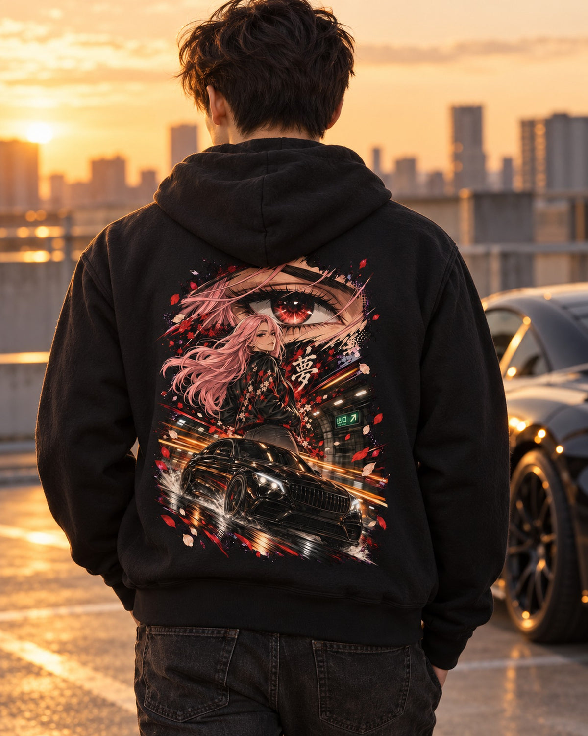 Mercedes-AMG C63 Anime Girl Shirt, Hoodie & More Zip Hoodie Black worn hero