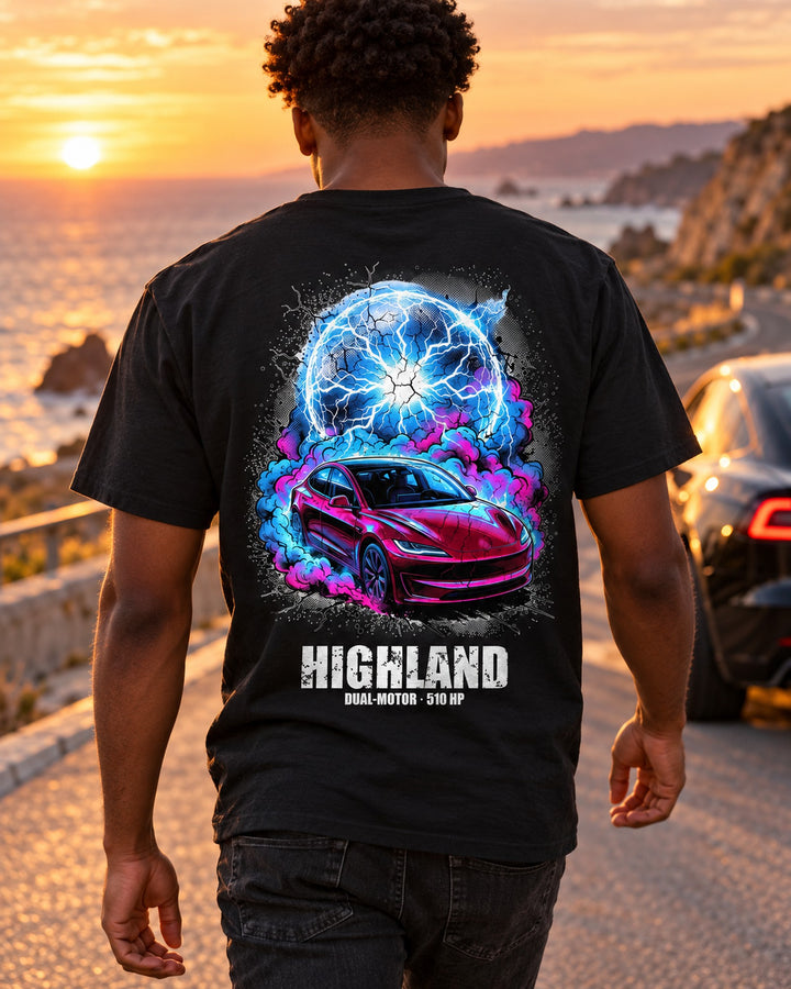 Tesla Model 3 Highland T-Shirt worn hero