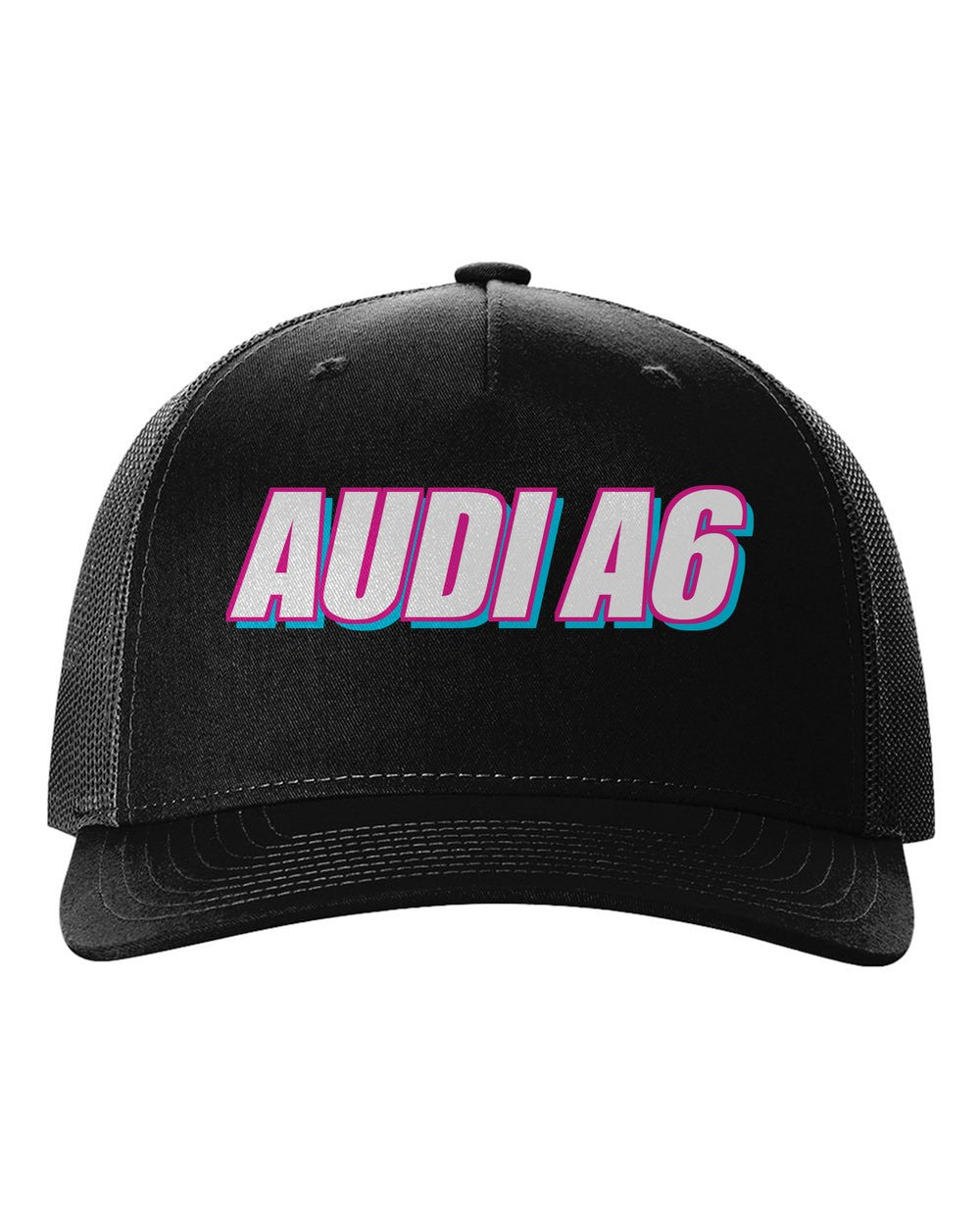 black hat front view with car name