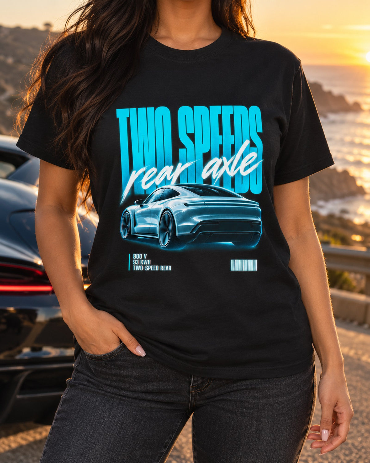 Audi e-tron GT 2021 Two Speeds Street Poster Shirt T-Shirt Black worn hero