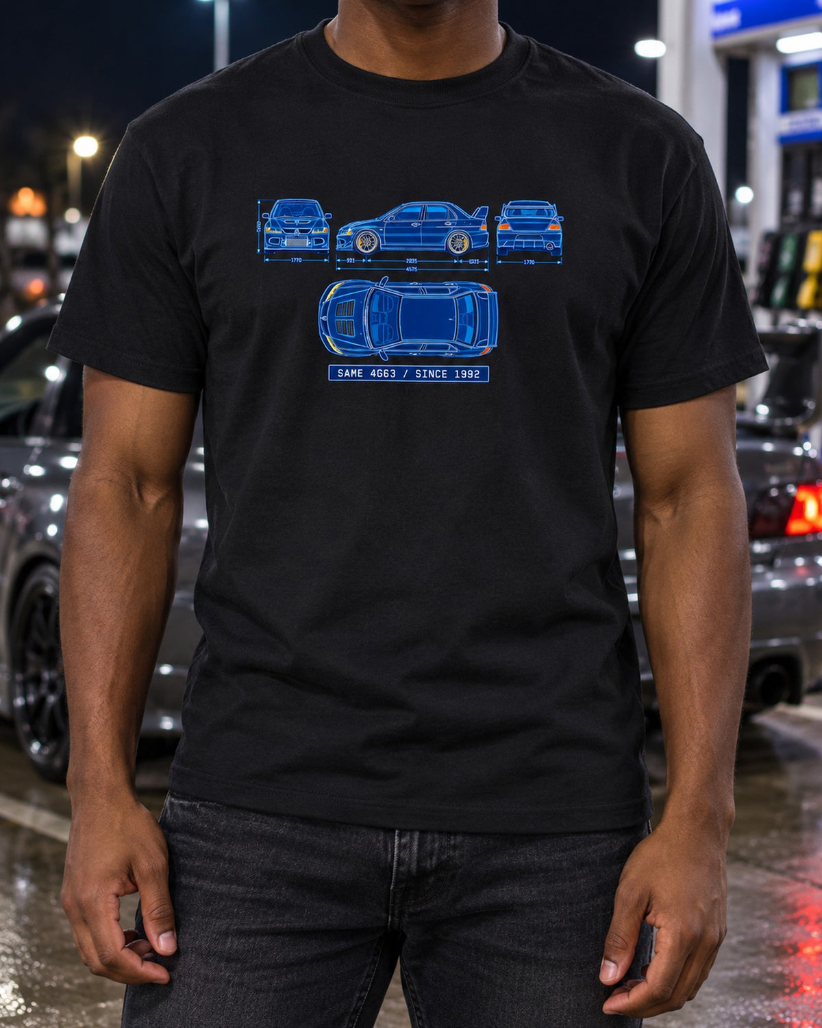 Mitsubishi Evo IX CT9A Boost Gauge Patch Shirt, Car Guy Tee T-Shirt Black worn hero