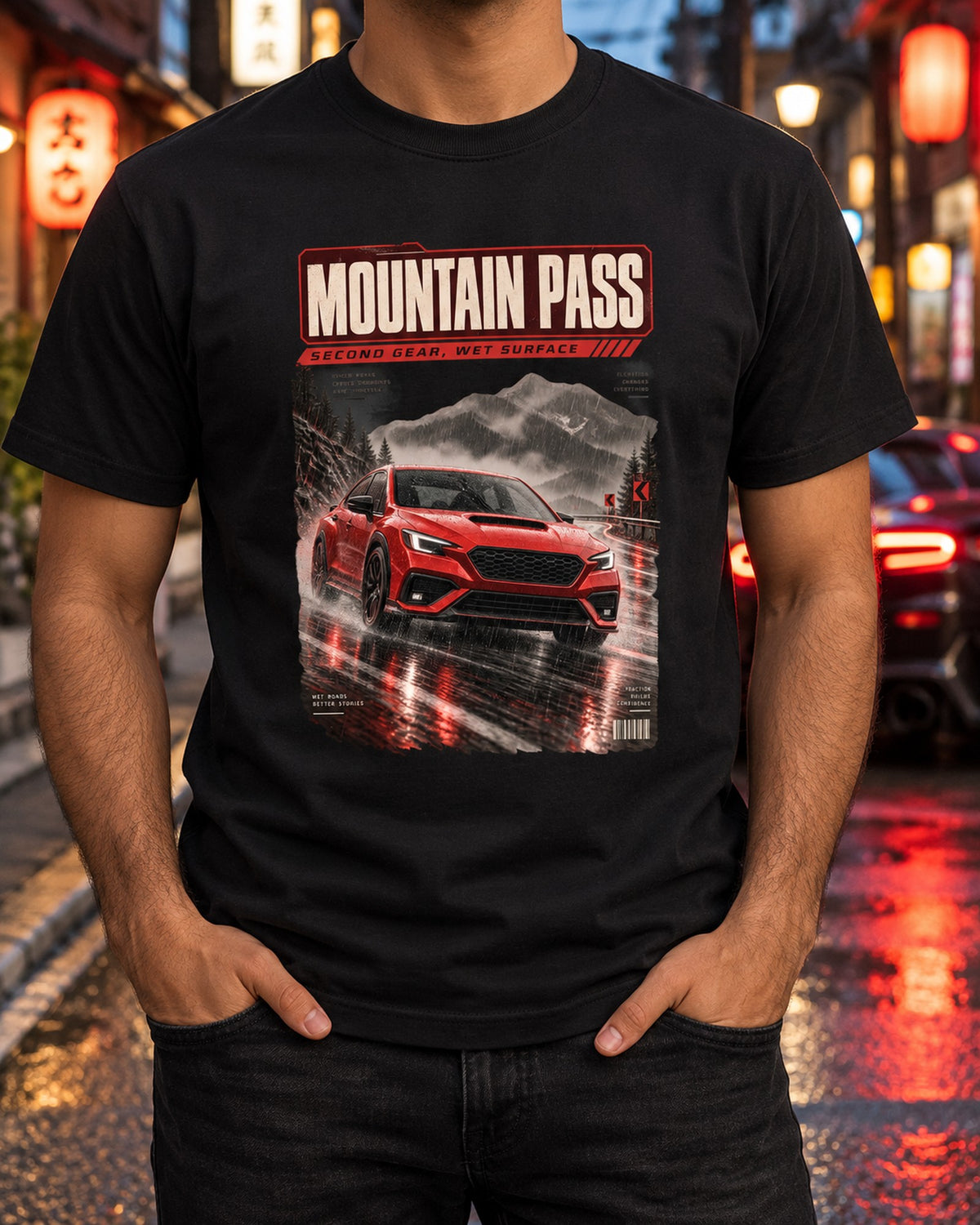 Subaru WRX VB Mountain Pass Night Shirt, Touge Car Tee T-Shirt Black worn hero