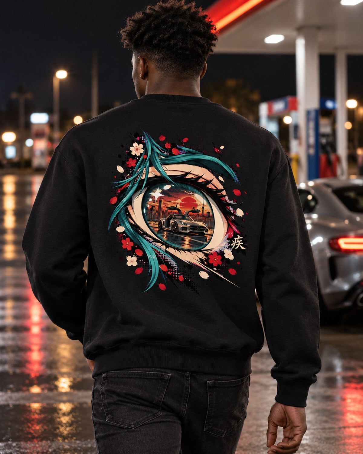 Mercedes-Benz SLS AMG Anime Girl Shirt, Hoodie & More Crewneck Black worn hero