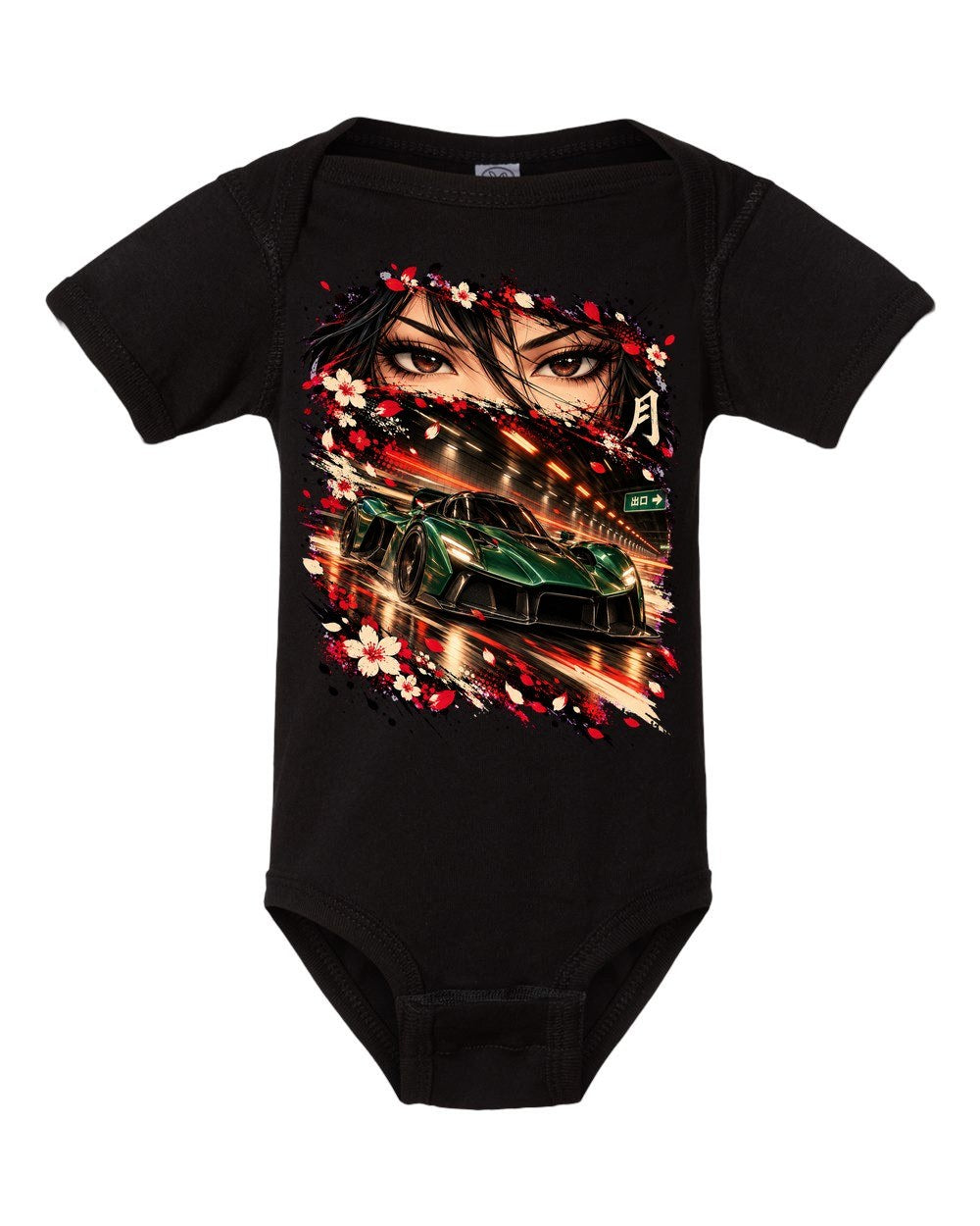 Aston Martin Valkyrie Anime Girl Baby Onesie Black front