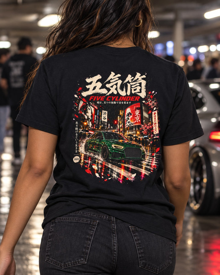 Audi RS3 Five Cylinder Shirt, Hoodie & More T-Shirt Black worn hero
