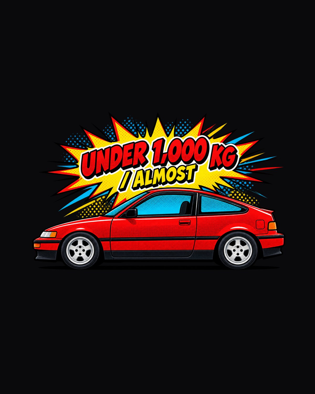 Honda CRX EF8 Si Pop-Art Halftone Shirt, Under A Tonne design only