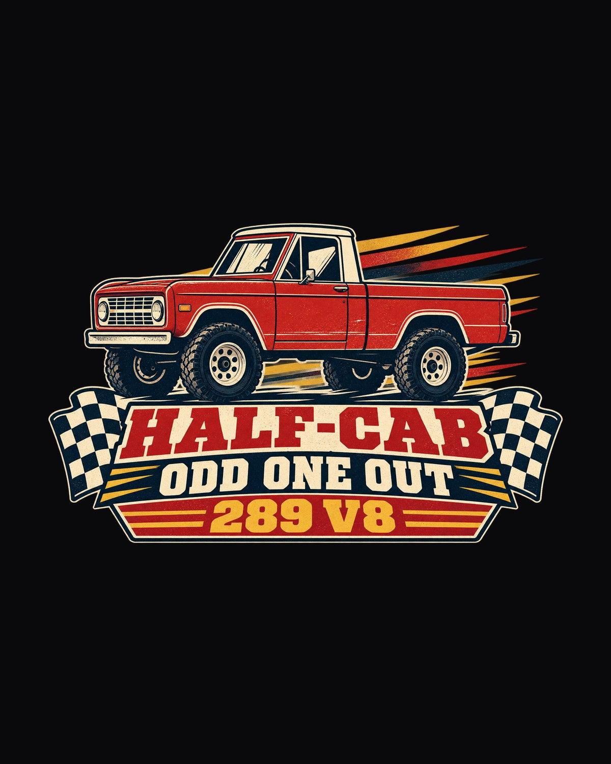 1966-72 Ford Bronco U14 Half-Cab Switchback Race Poster Tee design only