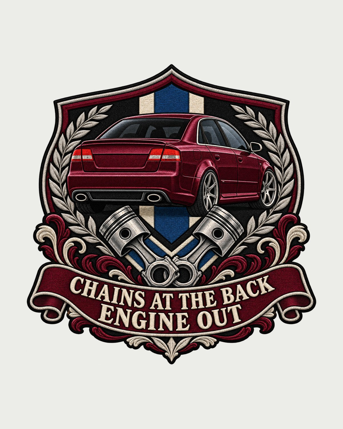 Audi S4 B7 Sleeper Sedan Varsity Seal, Engine Out Shirt design only