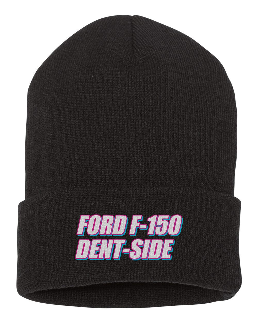 Ford F-150 Dent-Side black beanie front view with car name