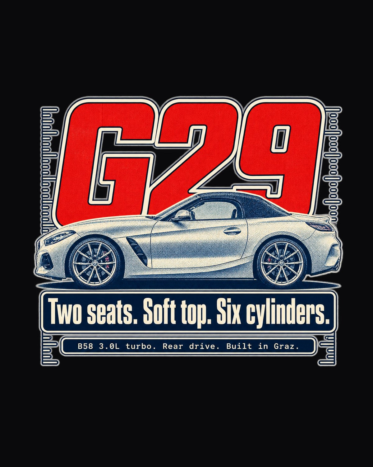 BMW Z4 G29 Halftone Statement Shirt, Roadster Car Gift design only