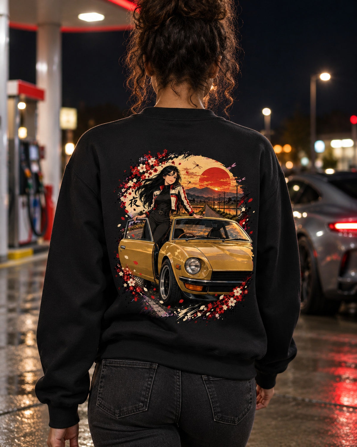 Datsun 240Z Anime Girl Shirt, Hoodie & More Crewneck Black worn hero