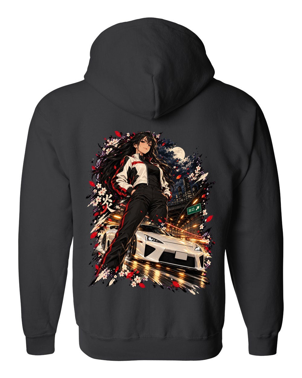 Lexus LFA Anime Girl Zip Hoodie Black back
