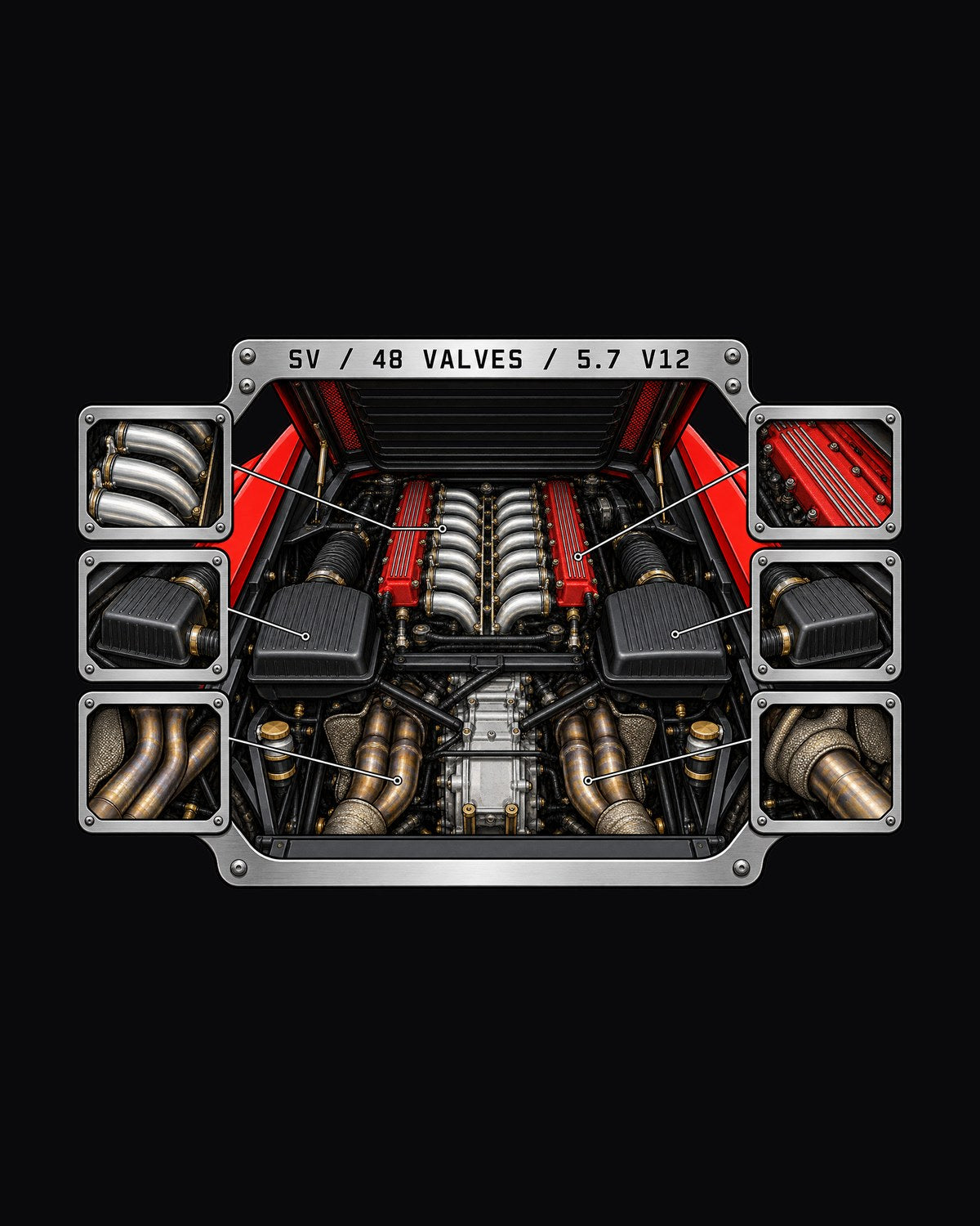 Diablo SV Data Plate Shirt, Lamborghini 5.7 V12 48 Valves design only