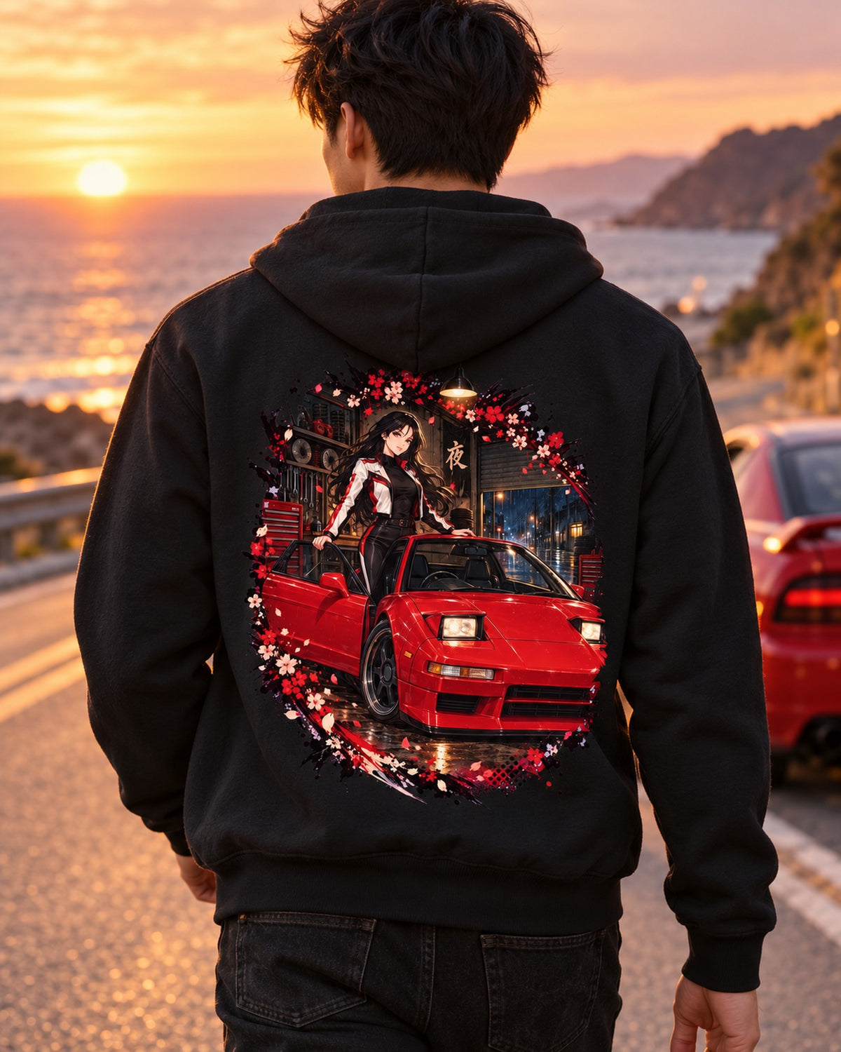 Honda NSX NA1 Anime Girl Shirt, Hoodie & More Zip Hoodie Black worn hero