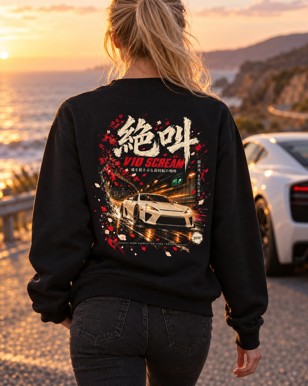 Lexus LFA V10 Scream Shirt, Hoodie & More Crewneck Black worn hero