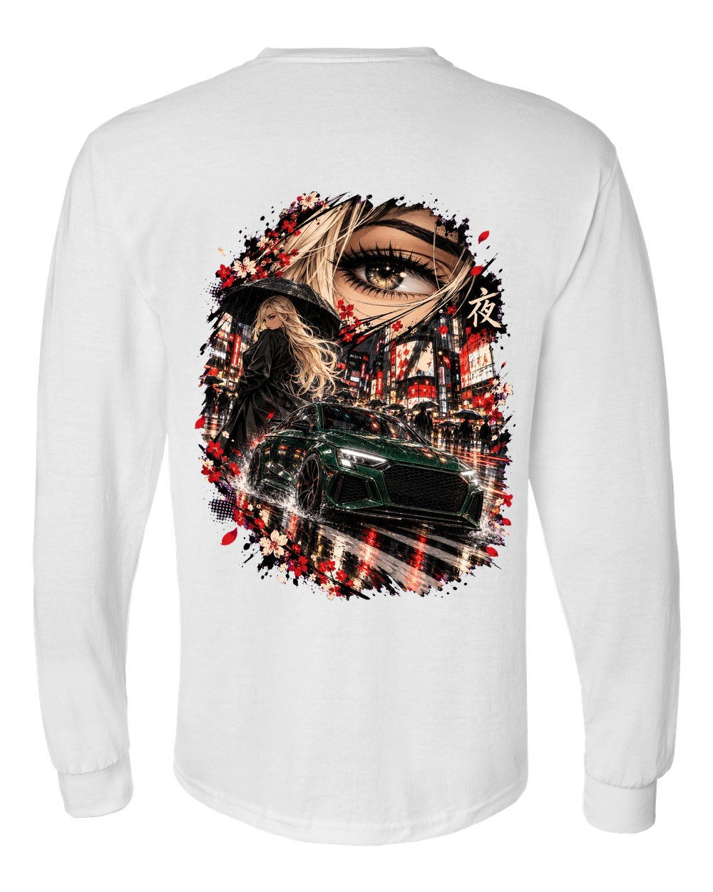 Audi RS3 Anime Girl Long Sleeve White back