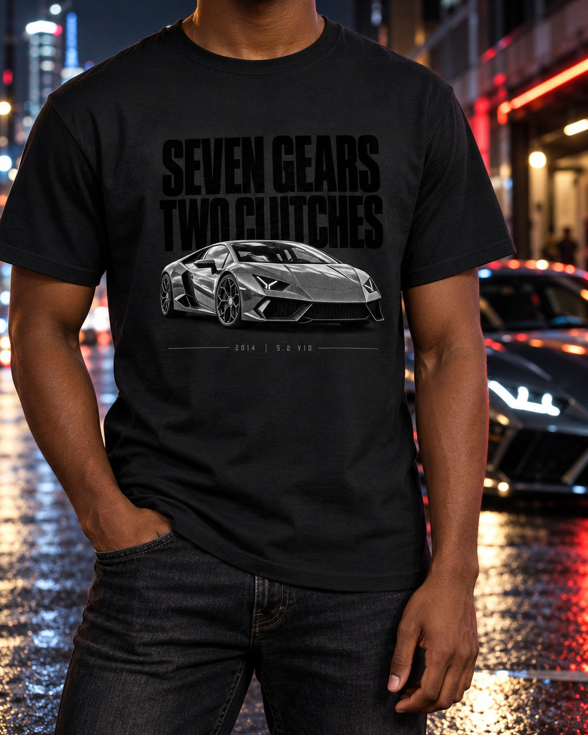 Huracan LP610-4 Halftone Shirt, Seven Gears Two Clutches, 2014 T-Shirt Black worn hero