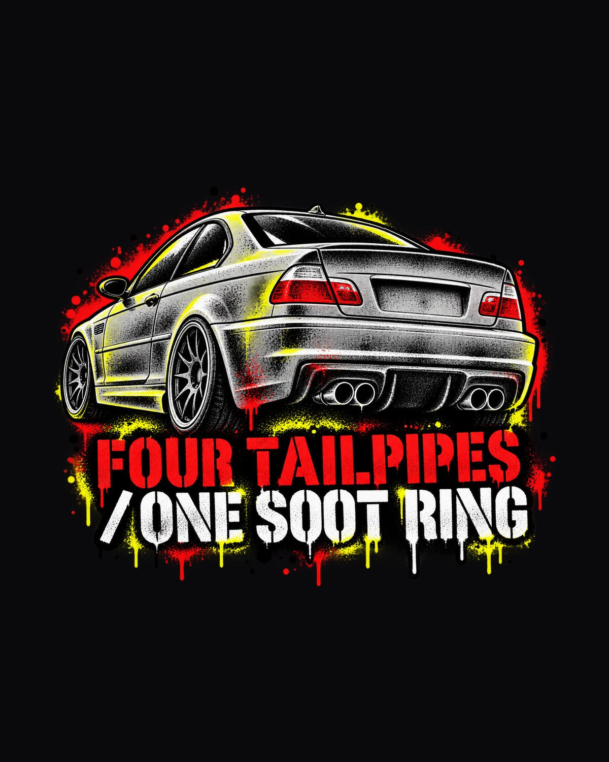 BMW E46 M3 Coupe Quad Pipe Stencil Street Art Shirt design only