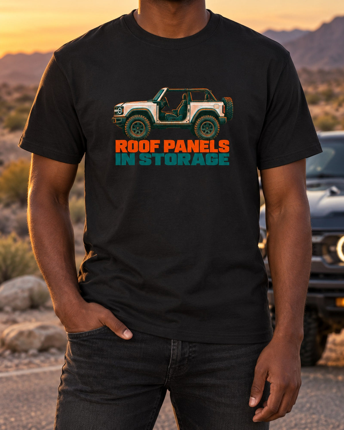 Ford Bronco 6G Two-Door U725 Riso Print Shirt, Bronco Owner Gift T-Shirt Black worn hero