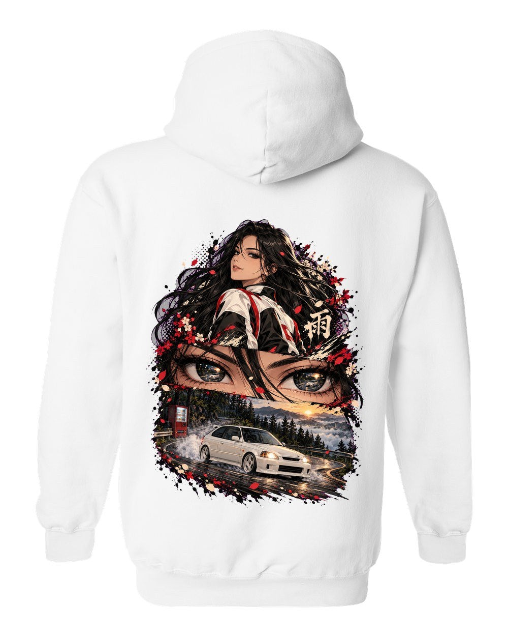 Honda Civic Type R EK9 Anime Girl Pull Over Hoodie White back