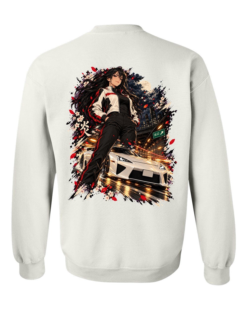 Lexus LFA Anime Girl Crewneck White back