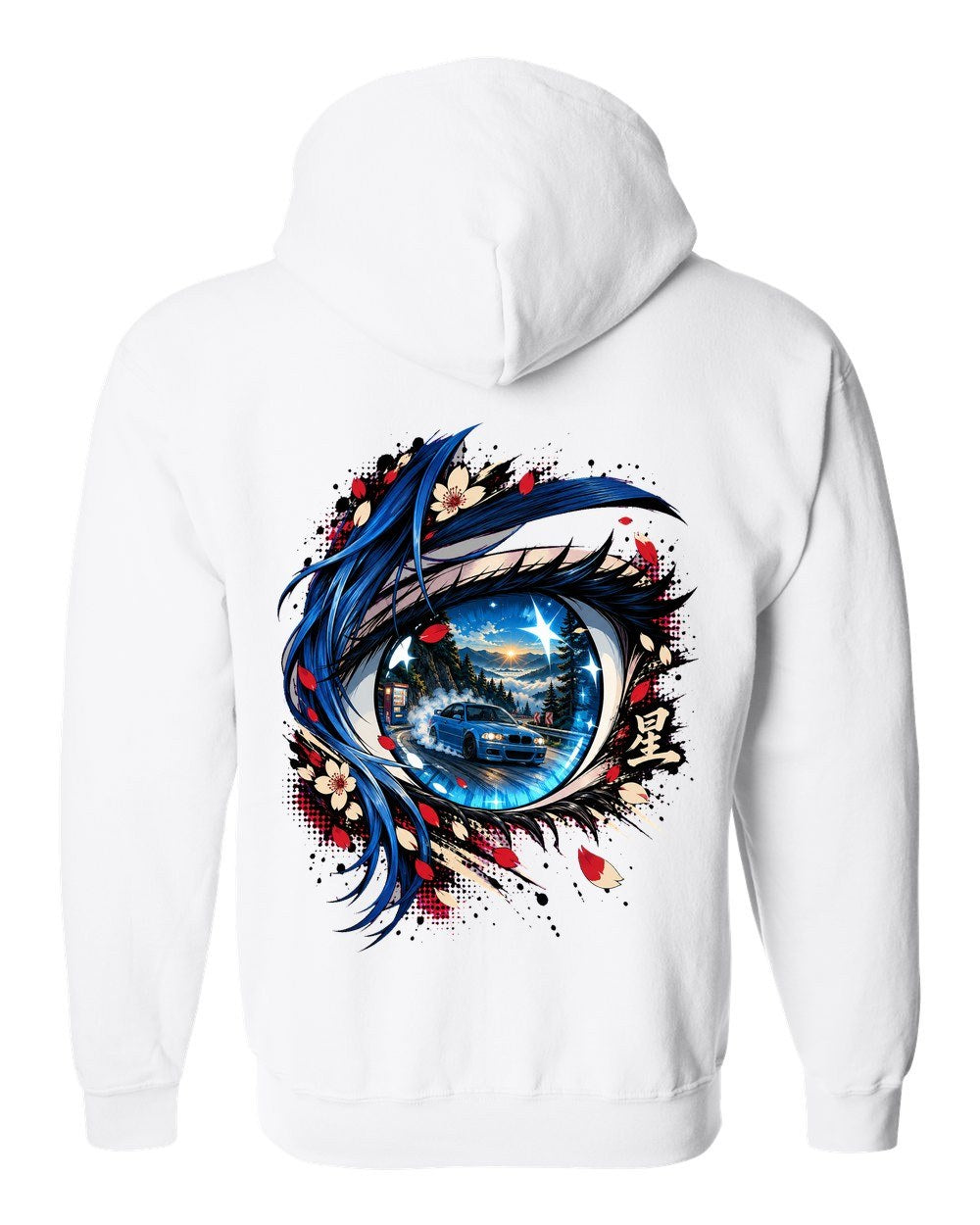 BMW M3 E46 Anime Girl Zip Hoodie White back