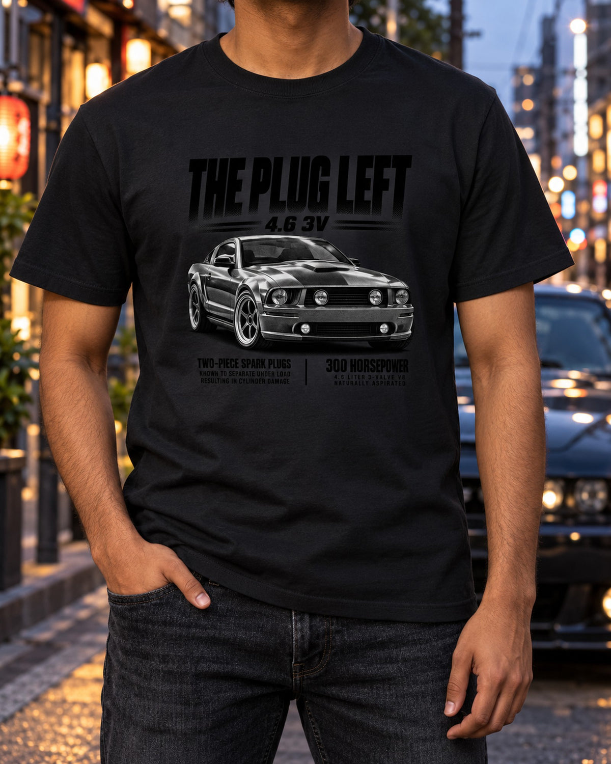 S197 Mustang GT 4.6 3V Spark Plug Halftone Shirt T-Shirt Black worn hero