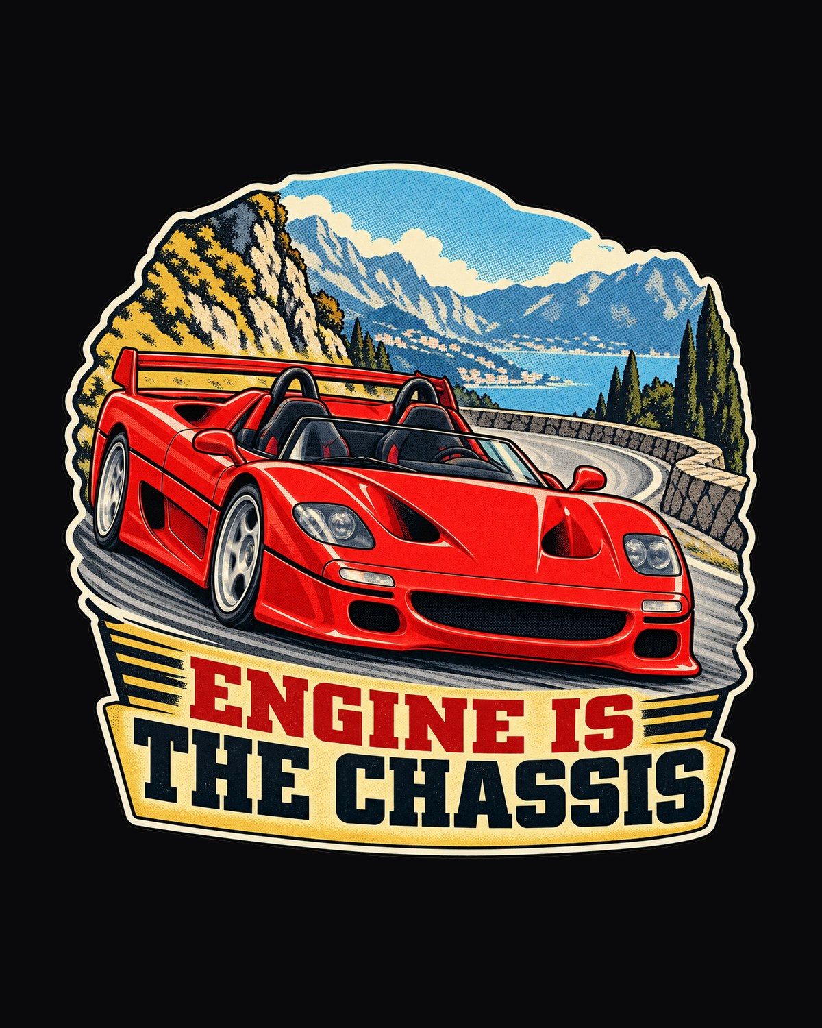 Ferrari F50 F130 Mountain Pass Race Programme print Tee design only