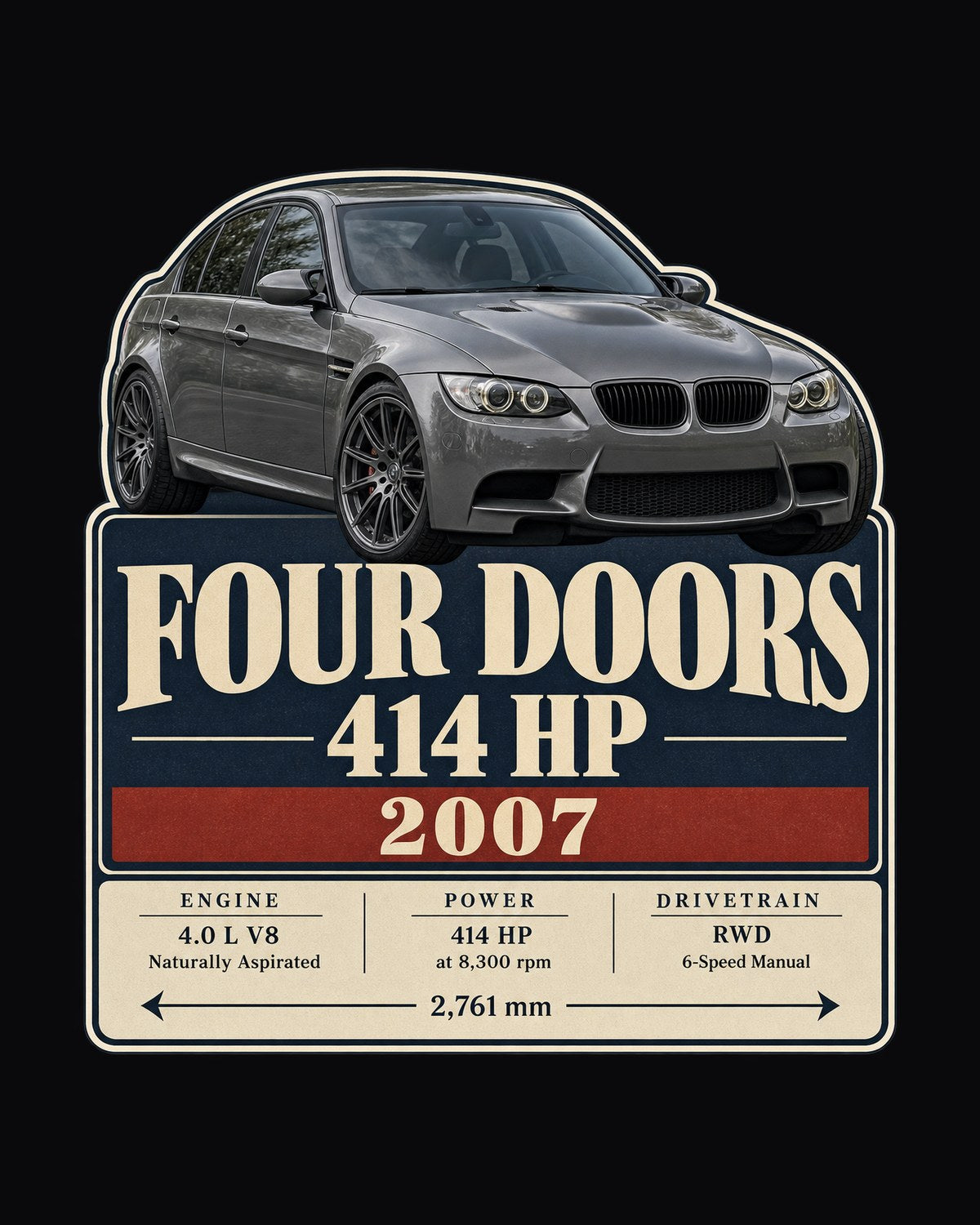 BMW M3 E90 Saloon Archive Panel Shirt, Four Doors design only