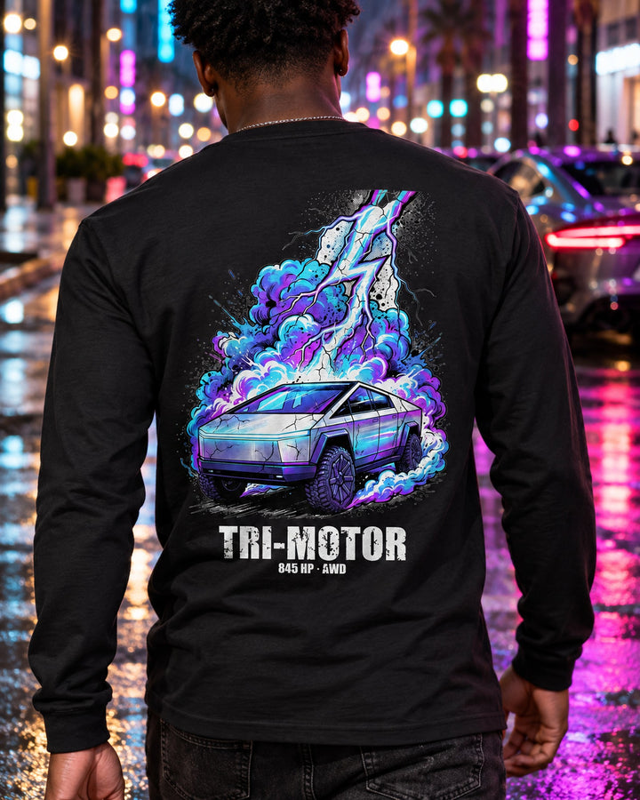 Tesla Cybertruck Bolt Long Sleeve T-Shirt worn hero