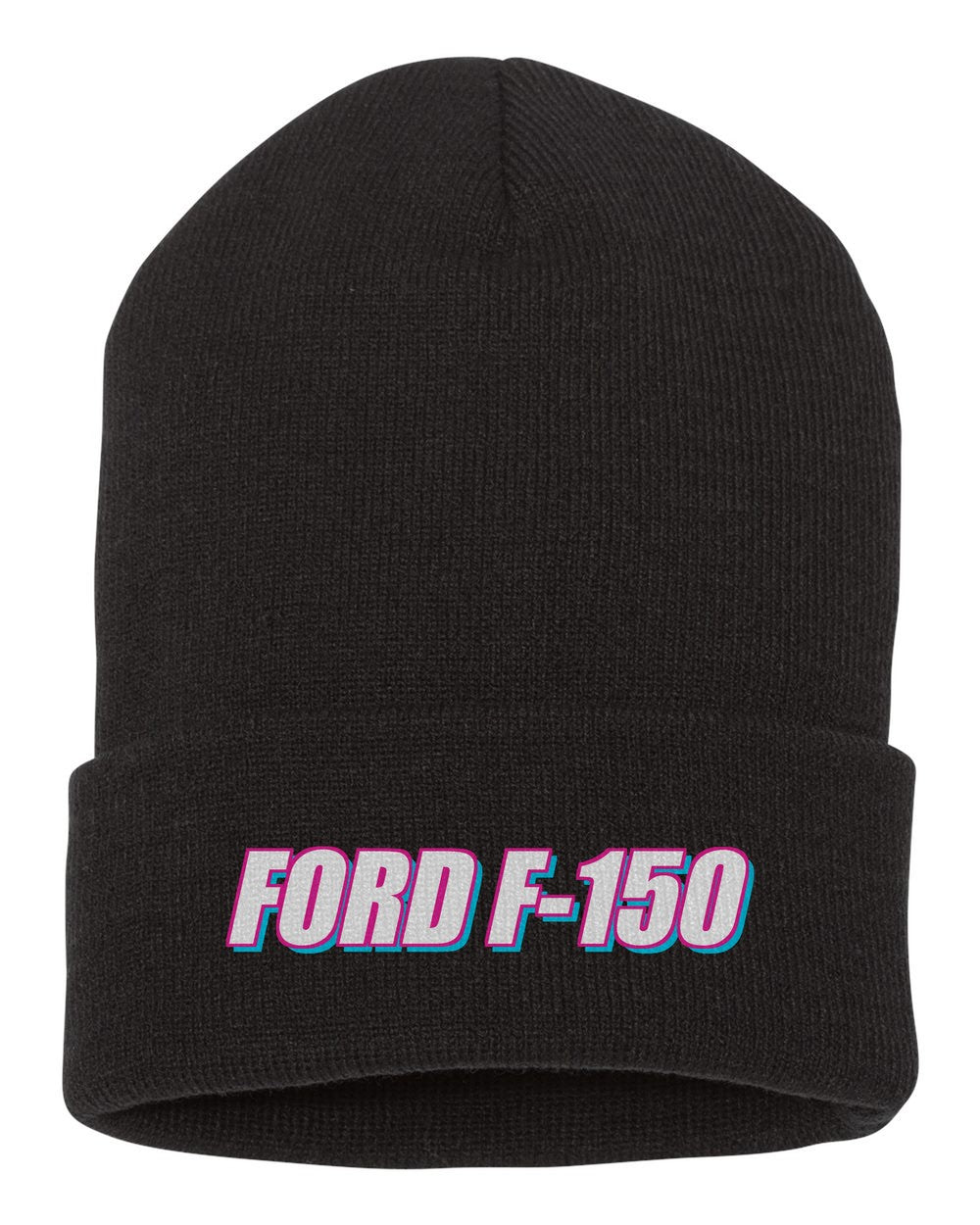 Ford F-150 black beanie front view with car name