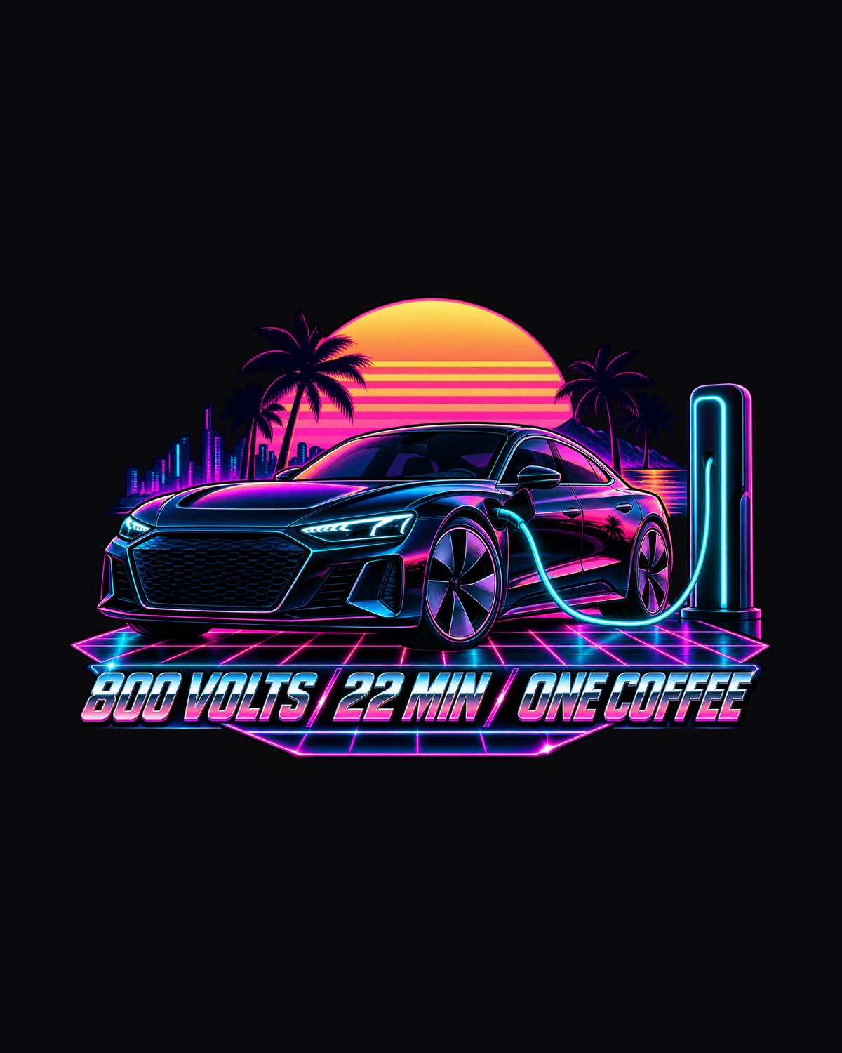 Audi e-tron GT Synthwave Charging Shirt, EV Car Guy Gift design only