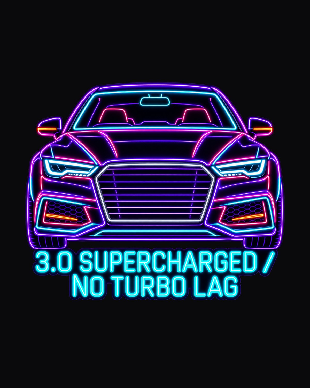 Audi S4 B8 Supercharged 3.0 Neon Sign Line Art Shirt design only